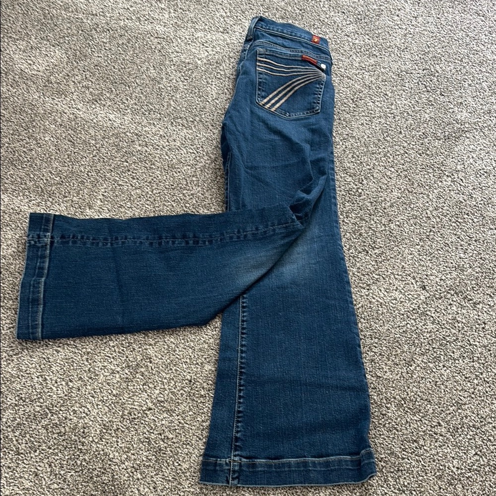 7 For All Mankind Blue Flare Wide Leg Jeans
